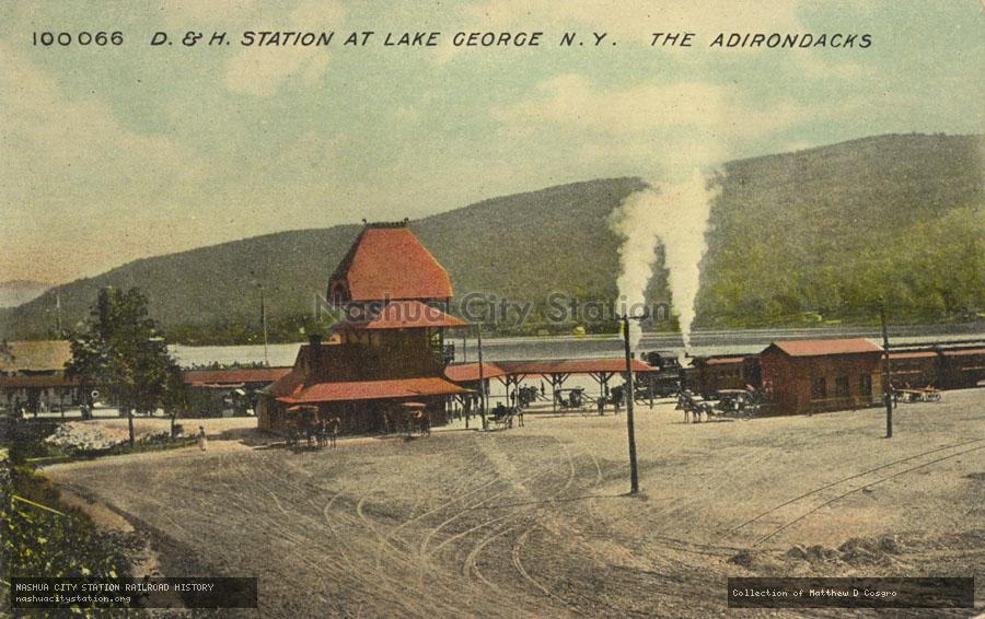 Postcard: Delaware & Hudson Station at Lake George, New York - The Adirondacks